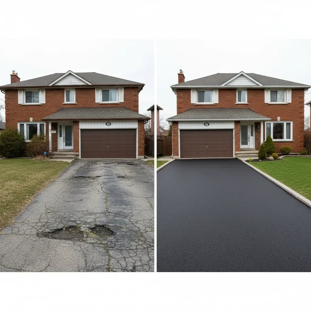 Paving contractor transformation - before and after by Signature Landscaping Oshawa in Oshawa